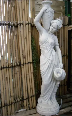Produktbild von Schöne Wasserspeier Frau Groß für den Garten Teich oder Pool bestehend aus Steinguss ist Frostfest Witterungsbeständig und Neu 136cm H, PO-215