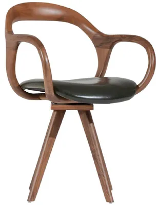 Produktbild von Casa Padrino Luxus Drehstuhl mit Armlehnen Braun / Dunkelgrün H. 83 cm