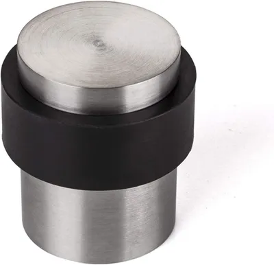 Imagen del producto de Top de puerta para suelo, fabricado en acero inoxidable, de 40 mm de altura, con amortiguador de goma, para montaje en el suelo
