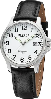 Produktbild von Regent Herren Uhr Lederarmband Leder Armbanduhr Analog schwarz URF1432