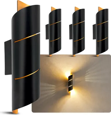 Produktbild von VYRA LINE 4 Stück Wandleuchte Schwarz – LED Up & Down Wandlampe mit G9 3W warmweiß – Moderne Innenbeleuchtung für Flur & Wohnzimmer