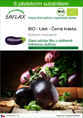 Obrázek produktu pro SAFLAX - BIO - Lilek - Černá kráska - Solanum melongena - 25 Semena - S pěstebním substrátem bez klíčků