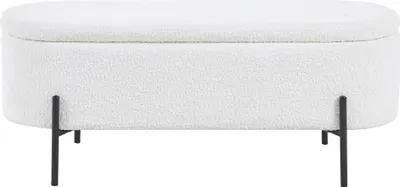 Produktbild von SalesFever Bettbank mit Stauraumfunktion | aufklappbar | Bezug Bouclé Stoff | Metallgestell | B 110 x T 40 x H 44 cm | weiß – schwarz