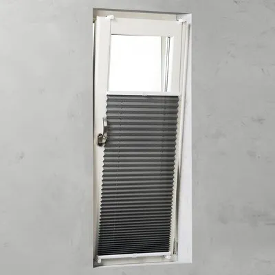 Produktbild von SOLUNA Faltenplissee mit Seitenverspannung ohne Bohren grau 60x130 cm