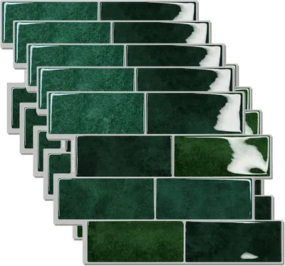 Imagen del producto de Adhesivos para azulejos 3D, color verde, 29 x 21 cm, autoadhesivos, para cocina y baño