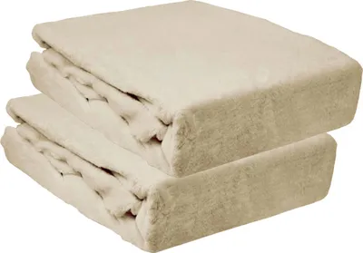 Produktbild von Spannbettlaken Winter Teddy Plüsch Samt Cashmere Fleece 90x200cm - 100x200cm: 2tlg. / Creme