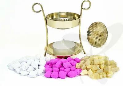 Produktbild von 2939 Weihrauchständer mit Teelicht Messing Handarbeit Räucherset Geschenk