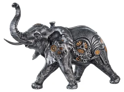Immagine prodotto di Gilde Figur, Elefante, "Elefante Steampunk", resina, color argento, confezione da 1, lunghezza 14 cm, larghezza 28 cm, altezza 23 cm. Codice: 37041 4063387370414