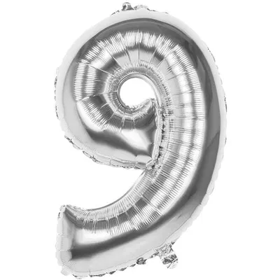 Produktbild von Boland Folie Ballon Nummer '9' Silber 86 cm