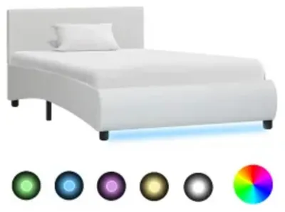 Produktbild von Bettgestell mit LED Weiß Kunstleder 90x200 cm