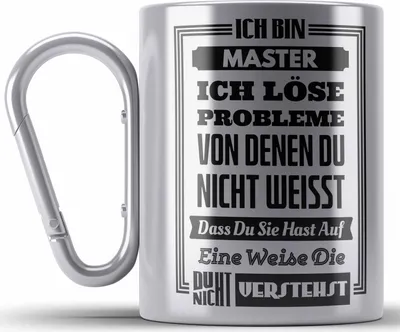Produktbild von Trendation - Master Prüfung Edelstahl Tasse Karabiner bestanden Geschenk Abschluss Masterarbeit Exam Prüfung (Silber)