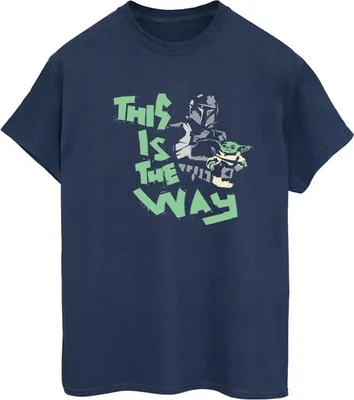 Image de T-shirt Star Wars - "The Mandalorian, c'est la voie" pour femmes, modèle BI45901 (Taille S), couleur bleu marine