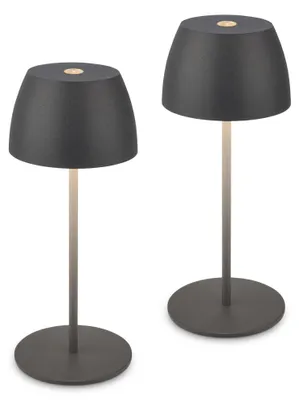 Obrázek produktu pro Briloner Serina sada 2 mini LED stolních lampiček bezdrátová IP44, stmívatelná, dotyková, odolná proti stříkající vodě, dobíjecí baterie, béžová, Ø8 x 20 cm