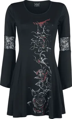 Produktbild von Alchemy England Mittellanges Kleid Damen Bleeding Rose schwarz 3XL