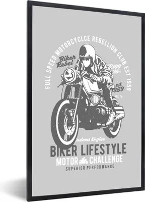 Produktbild von MuchoWow® MuchoWow® Gerahmtes Poster Mancave - Motor - Grau - Vintage 20x30 cm - Poster mit zchwarzem Bilderrahmen - Drucken - Bilder Poster im Rahmen