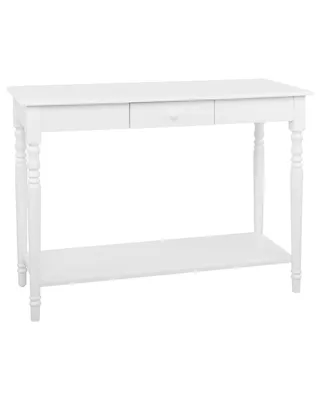 Zdjęcie produktu dla BELIANI Konsola biała połysk 77 x 102 cm z półką i szufladką styl klasyczny