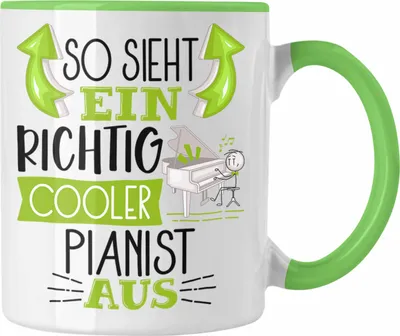 Produktbild von Trendation - So Sieht Ein Richtig Cooler Pianist Aus Tasse Geschenk für Pianist Geburtstag Geschenkdiee Piano Klavierspieler (Grün)