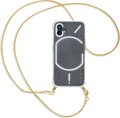 Produktbild von Handykette Backcover-Schutzhülle mit Band (Metall goldfarben) für Nothing Phone (1) (A063, 6.55'') - goldfarbene Snake-Kette
