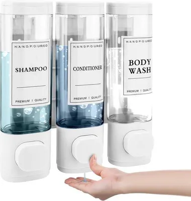 Obrázek produktu pro Plastový nástěnný dávkovač mýdla – dávkovač tekutého mýdla – ideální do koupelny a hotelu – bílý – plast