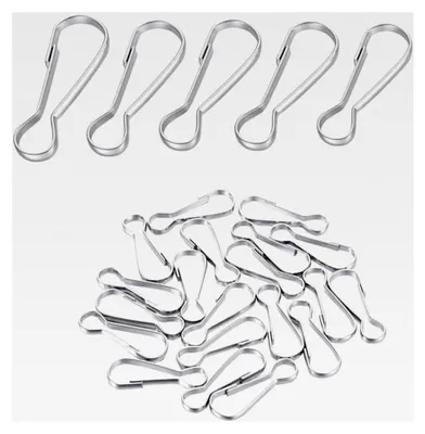 Produktbild von 50 Stück 20 mm Fahnenmast-Clips, Schlüsselband-Karabinerhaken, Feder-Clips aus Edelstahl, Zubehör für Flaggenmasten, Schlüsselbänder, Banner und Schlüsselanhänger