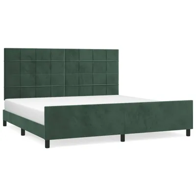 Produktbild von Bettgestell ohne Matratze Dunkelgrün 200x200 cm Samt
