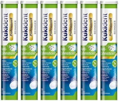 Produktbild von Kukident Professionell Anti-Zahnstein - 6x30 Zahnersatzreinigungstabletten für die Dritten – Größe 30 Stück (1er Pack)
