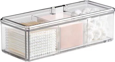 Obrázek produktu pro Organizér na kosmetiku na toaletní stolek nebo do koupelny, průhledný, box se třemi přihrádkami