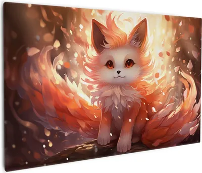 Produktbild von Wallario Premium Leinwandbild Leuchtender Feuerfuchs in Größe 60 x 90 cm