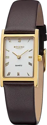 Produktbild von Regent Leder Damen Uhr Armbanduhr Quarz dunkelbraun Lederarmband D2URF1302