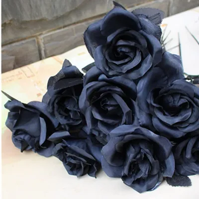 Künstliche Rosen, 8 Stück, schwarz, 40 cm, Seide, für Dekoration