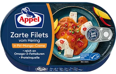 Obrázek produktu pro Filety ze sleďů Appel v ovocném, pikantním piri mango krému 200g