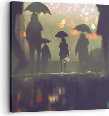 Produktbild von Bild auf Leinwand - Leinwandbild - Straße Regen Wasser - 30x30cm - Wand Bild - Wanddeko - Wandbilder - Leinwanddruck - Bilder - Kunstdruck - Wanddekoration - Leinwand bilder - Wandkunst - AC30x30-3885