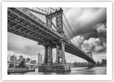 Produktbild von Poster - Poster ohne Rahmen - Manhattan Brücke Schwarzweiß - 70x50 cm - Wand Bild - Wanddeko - Wandbilder - Kunstposter - Wandposter - Bilder - Kunstdruck - Wanddekoration - Wandbild - P2XAA70x50-4156