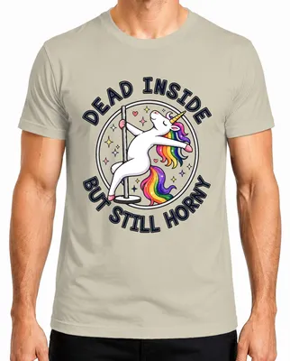 Immagine prodotto di T-shirt da uomo con scritta "Sono morto dentro, ma ancora eccitato", design divertente e sarcastico, taglia M