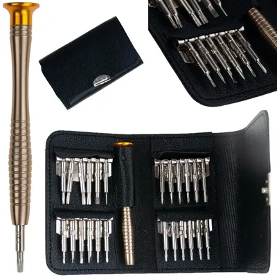 Zdjęcie produktu dla Wielofunkcyjny śrubokręt, precyzyjny śrubokręt, 25-w-1: bity Torx, sześciokątne i krzyżakowe + etui