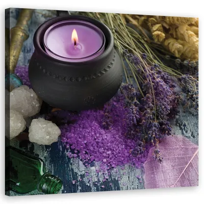 Produktbild von Leinwandbild Zen-Kerze 30x30 Feeby Violett bild für die wand bereit zum aufhängen