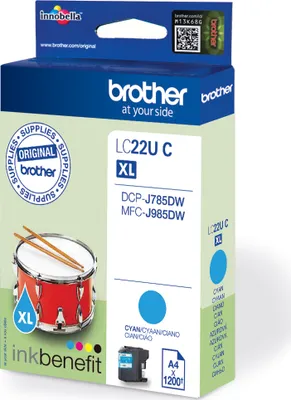 Produktbild von Brother LCLC22UC - XL - Cyan - original - Tintenpatrone - für Brother DCP-J785DW, MFC-J985DW, INKvestment Work Smart MFC-J985DW, MFC-J985DW XL