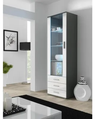 Produktbild von Cama SOHOWITS1 SZ/BI, Vitrine, Bodenstehend, Wandschrank, 3 Regale, 1 Tür(en), Grau