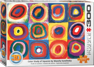 Produktbild von Eurographics puzzle s 3D efektom Farebné študijné štvorce - Wassily Kandinsky, 300 dielikov, 48 x 68 cm, 6331-1323