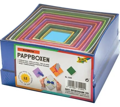 Produktbild von Geschenkboxen, Eckig, 12er Set, von: 14,5 x 14,5 x 7,5 cm bis: 3,5 x 3,5 x 2 cm