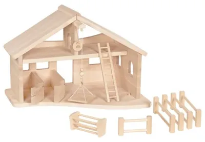 Produktbild von Holztiger Scheune Holzspielzeug mit Seilwinde Bauernhof
