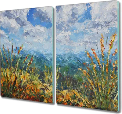 Produktbild von Coloray Küchenbrett Kochplattenabdeckung Hackbrett Schneidebrett Herdabdeckplatte 2x30x52 cm - Wolken Berge
