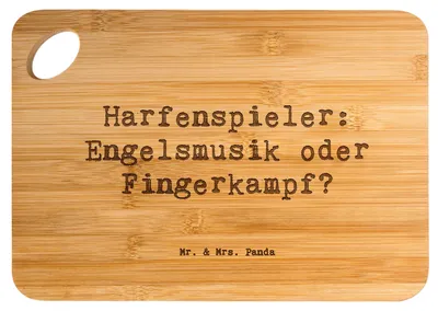 Produktbild von Mr. & Mrs. Panda Schneidebrett Spruch Harfe Melodien - Transparent - Geschenk, Brett, Instrumentenspiel, Musiker, Musizieren, schneidbrett, Lernen, Instrument, Musik