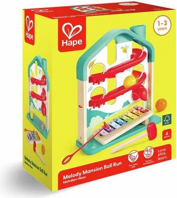 Obrázok produktu pre Hape Melody Mansion Ball Run, Hračkársky hudobný nástroj, 1 rok / roky, Viacfarebný