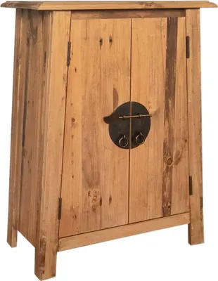 Image de Armoire d'appoint pour salle de bain en pin massif 59x32x80 cm