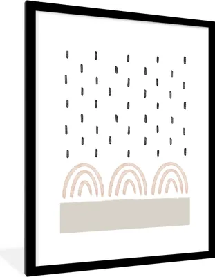Produktbild von MuchoWow® Gerahmtes Poster Regenbogen - Pastell - Regen 60x80 cm - Poster mit Schwarzem Bilderrahmen Wandposter Rahmen Foto Bilder - Wohnzimmer - Dekorationen - Prämie
