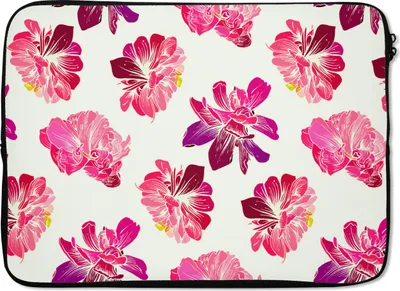 Produktbild von MuchoWow® Laptop Hülle 13 Zoll Blumen - Rosa - Muster Laptoptasche - Laptophülle - Sleeve - Rundumschutz