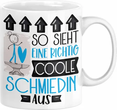 Produktbild von Schmiedin Geschenk Tasse Geschenkidee für Schmiedin Geburtstag Weihnachten Spruch So Sieht Eine Richtig Coole Schmiedin Aus Kaffee-Becher  (Weiß)