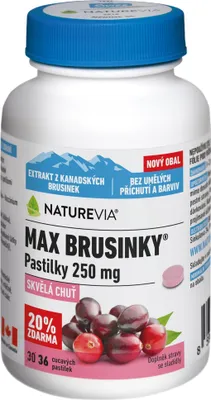 Produktbild von NatureVia Max brusinky pastilky 30 6 Tabletten
