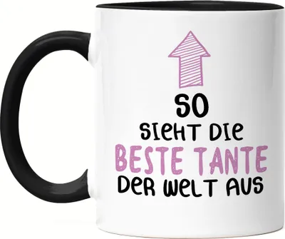 Produktbild von So Sieht Die Beste Tante Der Welt Aus Tasse Schwarz Lustig Geschenkidee Geschwister Geburtstag Nichte Neffe